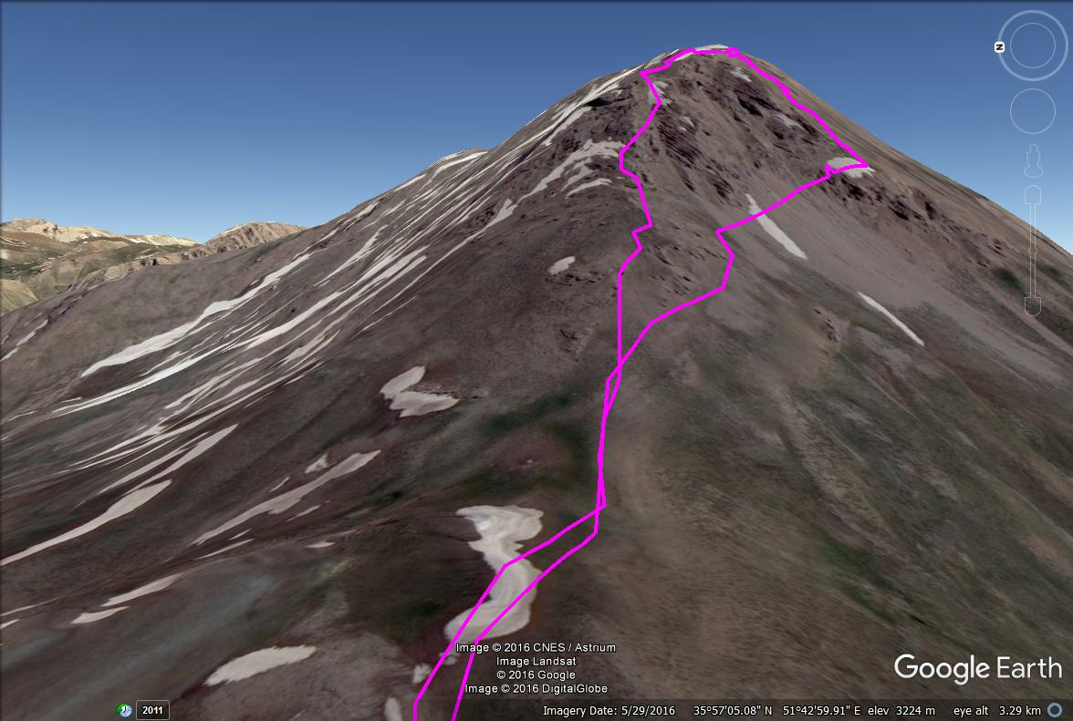 مسیر صعود و فرود از گردنه تا قله کافره